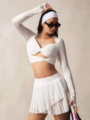 Fashionable Pleated Mesh Skirt and Biker Shorts with Pockets 2-in-1 Look for Anti-see-through Effect, Suitable for, Outdoor, Shopping, and Daily Casual Wear Skin-friendly and Comfortable