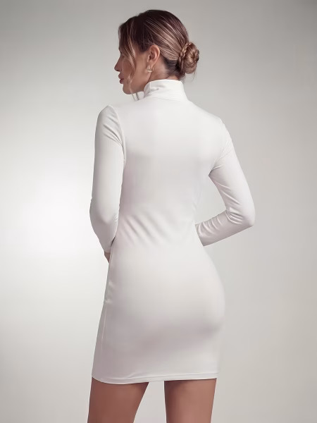 Turtleneck Long Sleeve Mini Dress Bodycon Plus Size