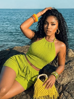 Halter Top & High-Waist Shorts Set