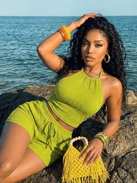 Halter Top & High-Waist Shorts Set