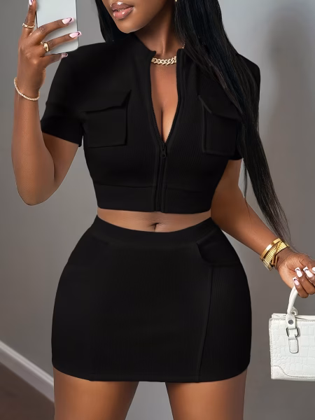 Top and Ultra Short Mini Skirt Alluring Decorative