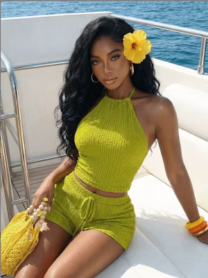 Halter Top & High-Waist Shorts Set