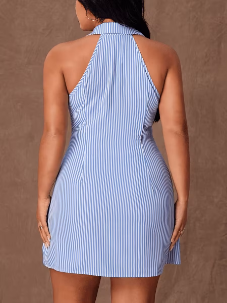 Sleeveless Striped Mini Dress Casual Spring and Summer