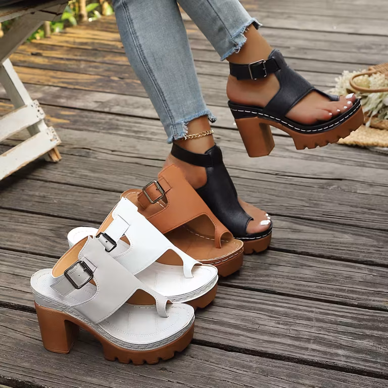 Platform High-Heel Breathable and...